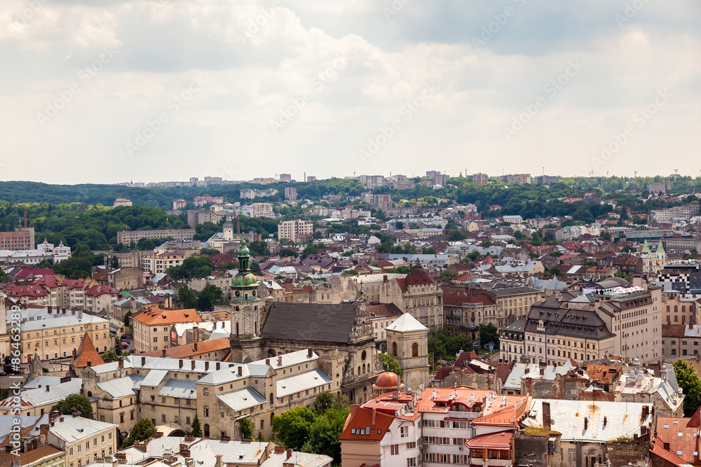 View of old small city Lviv