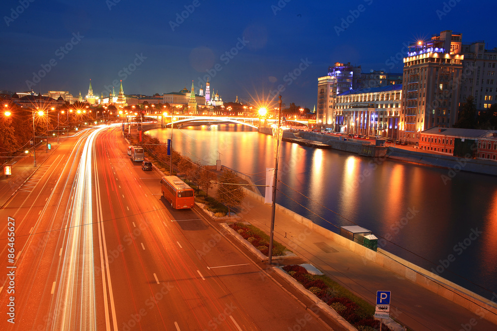 Fototapeta premium background blur night city traffic lights