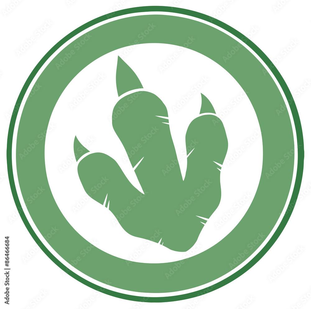 Dinosaur Green Footprint Circle Label Design Dinosaur Green Footprint Circle Label Design
