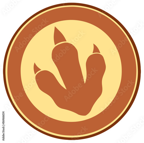 Dinosaur Green Paw Print Circle Label Design