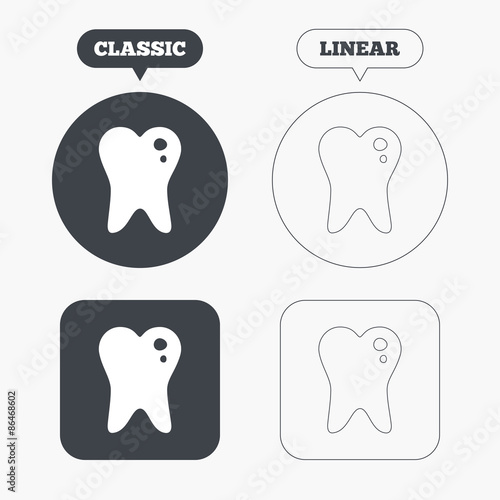 Caries tooth sign icon. Dental care symbol.