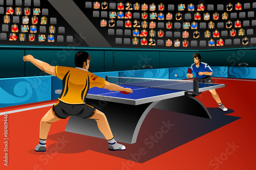 Men Playing Table Tennis in the Competition