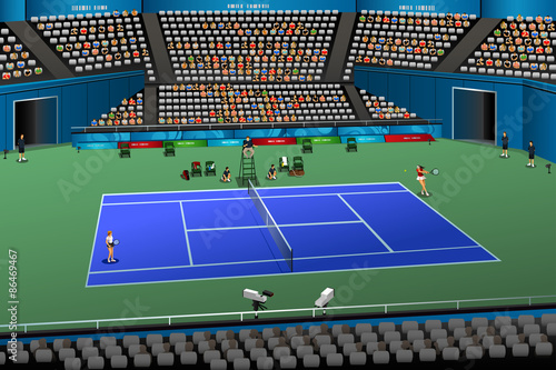 Women Playing Tennis in the Competition
