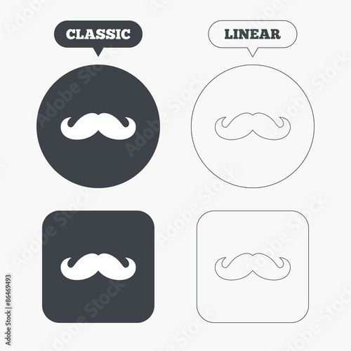 Hipster mustache sign icon. Barber symbol.