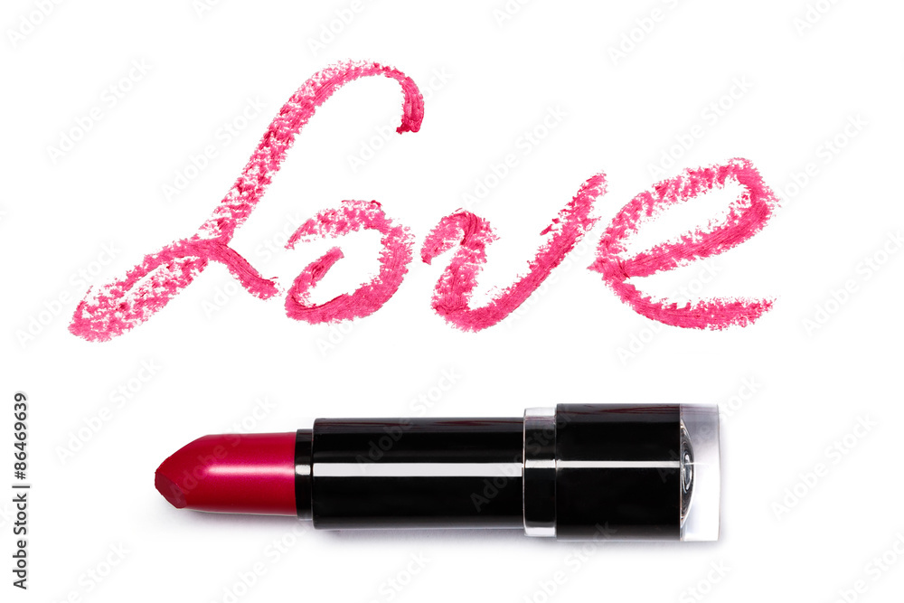 Pink lipstick with lattering LOVE Pink lipstick with lattering LOVE