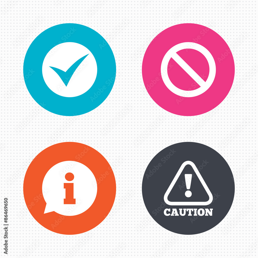 Information icons. Stop prohibition symbol. Information icons. Stop prohibition symbol.