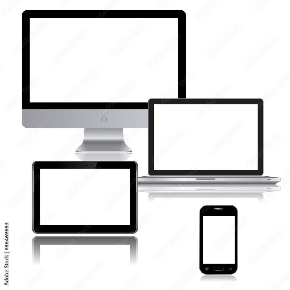 Realistic vector laptop, tablet computer, monitor and mobile phone vector Realistic vector laptop, tablet computer, monitor and mobile phone vector