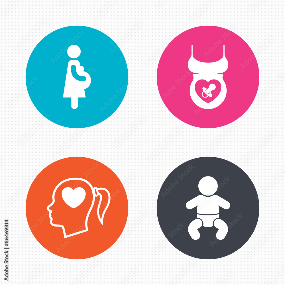 Maternity icons. Baby infant, pregnancy, dummy. Maternity icons. Baby infant, pregnancy, dummy.