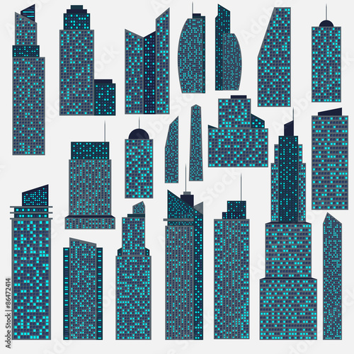 Set of detailed skyscraper
