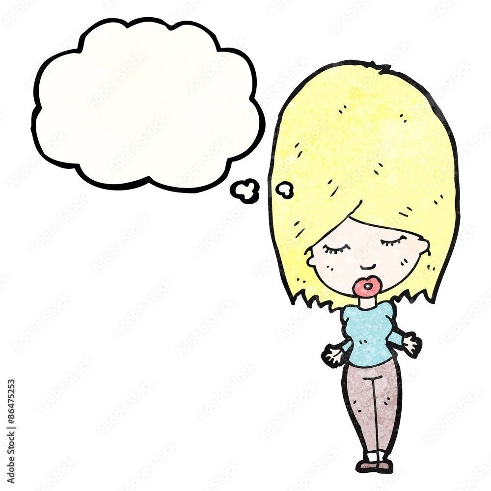 cartoon woman with thought bubble cartoon woman with thought bubble