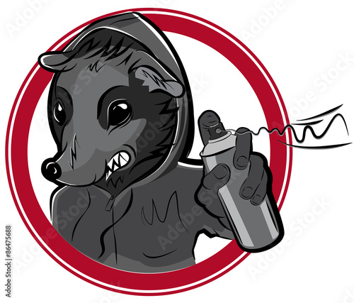 Vector badge with man rat graffiti