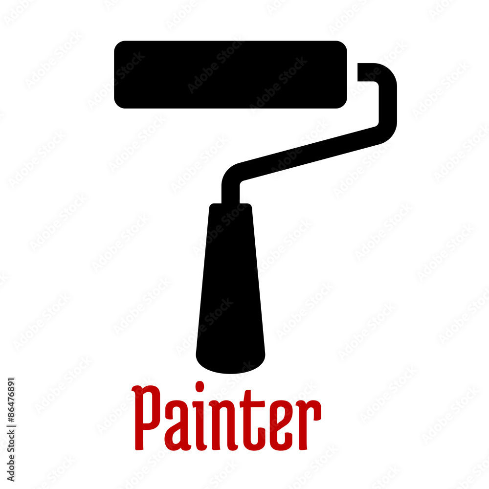 Paint roller tool black silhouette icon Paint roller tool black silhouette icon