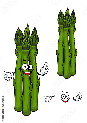 Green asparagus vegetable cartoon character