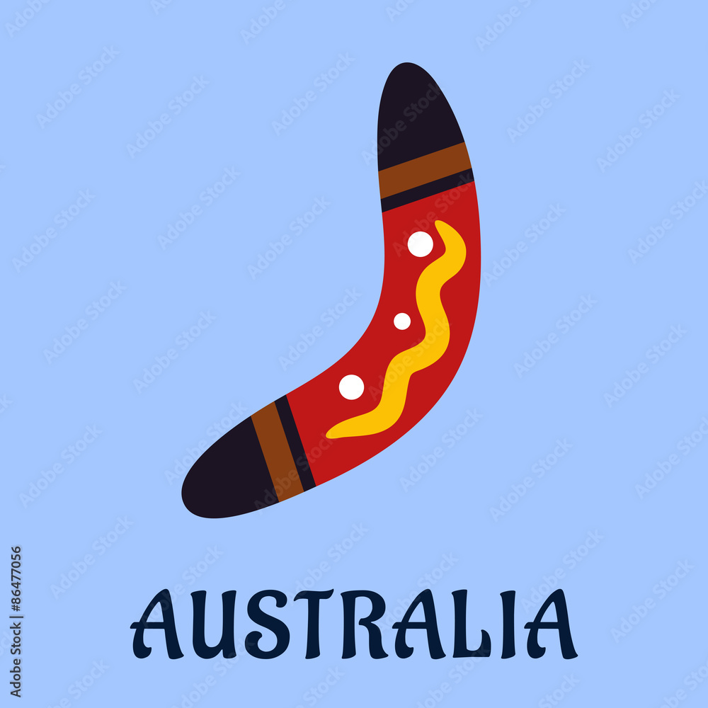 Australian national isolated colorful boomerang Australian national isolated colorful boomerang