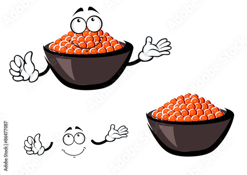 Cartoon red caviar in ceramic bowl