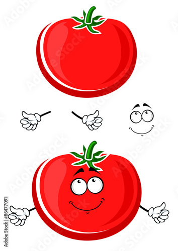Cartoon ripe juicy red tomato vegetable
