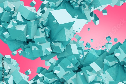 Blue Cubes on Pink Background photo