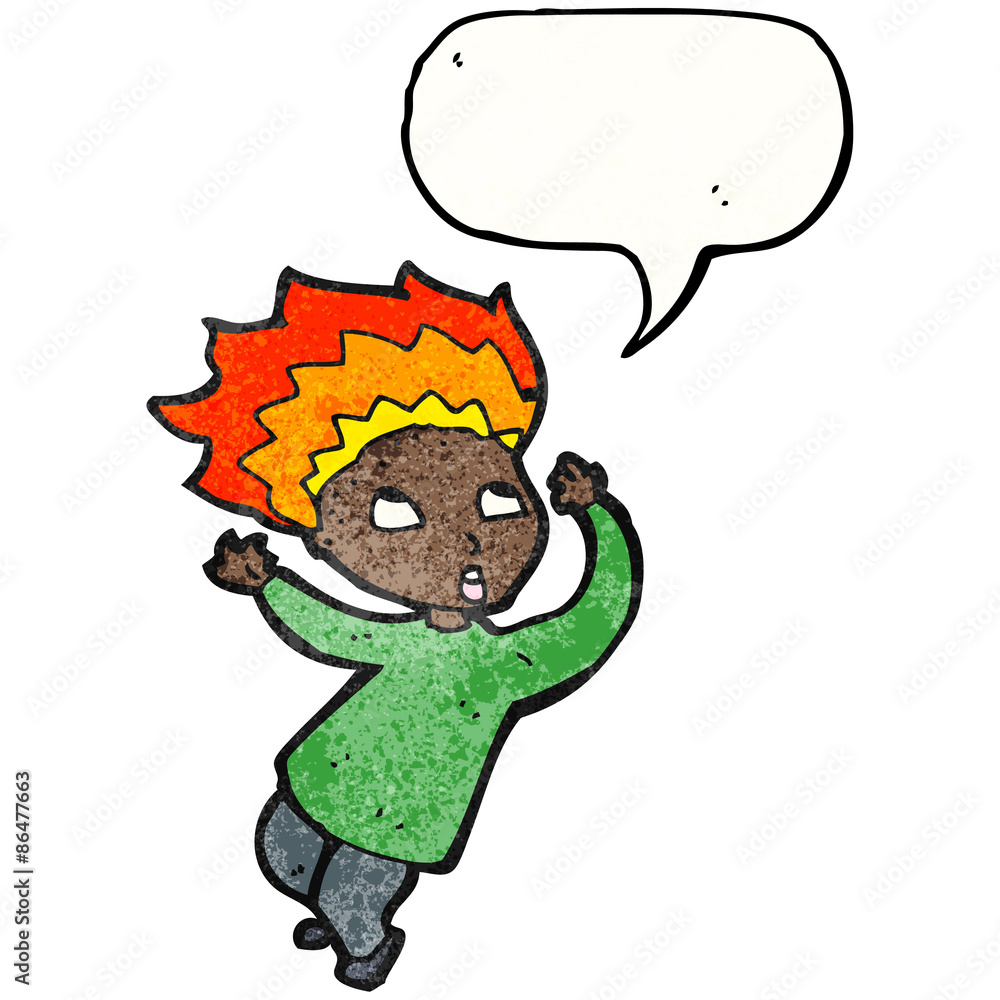 Obraz premium cartoon man with flaming hair