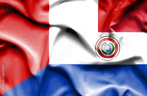 Waving flag of Paraguay and Peru