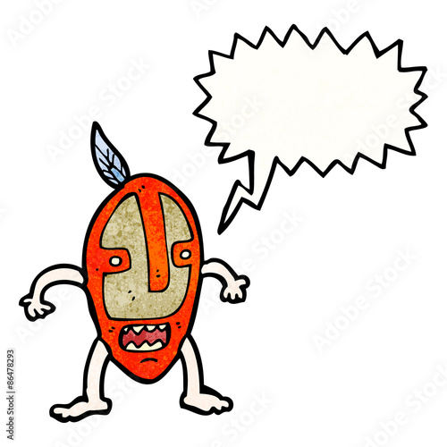 cartoon tribal shaman with big mask