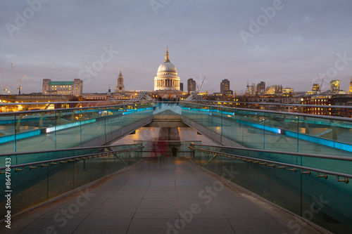 Millennium bridge and St. Paul's cathedral, London England, UK