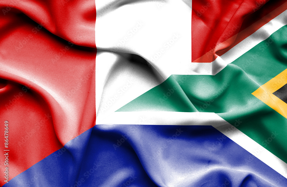Waving flag of South Africa and Peru Waving flag of South Africa and Peru