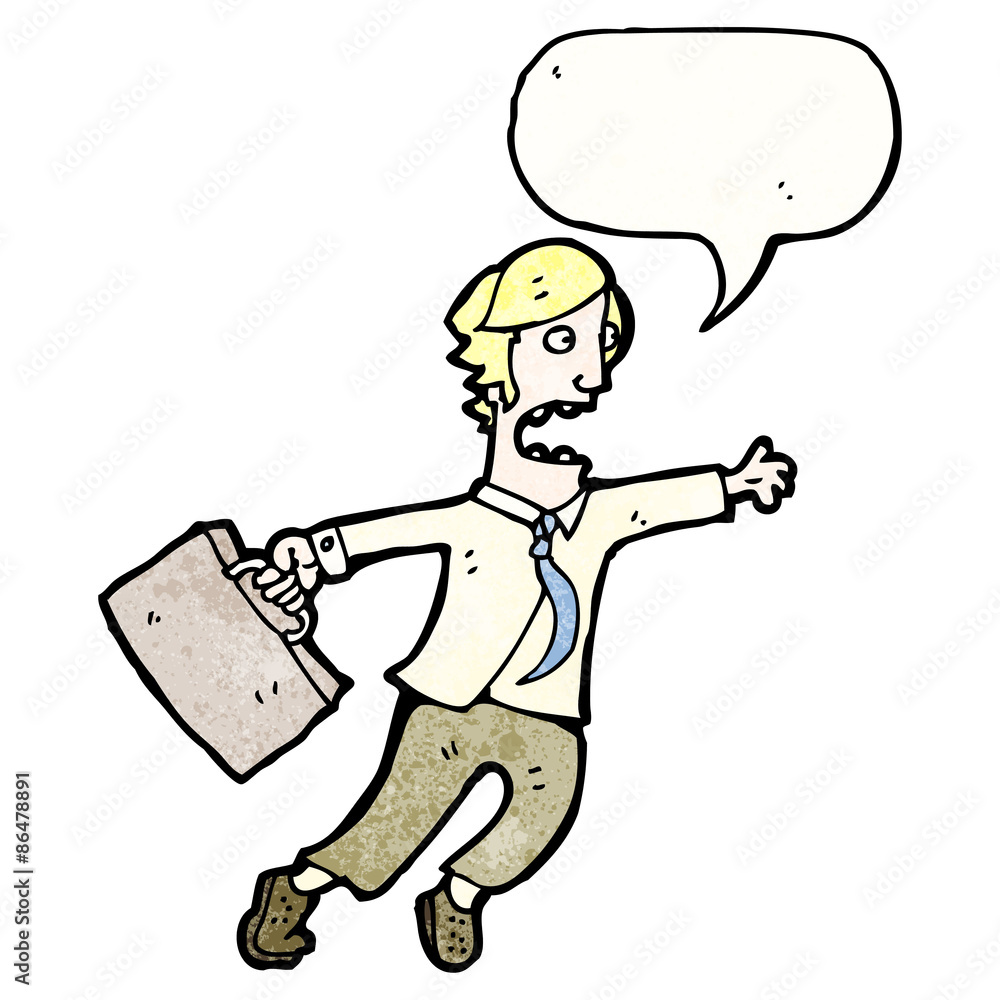 Fototapeta premium cartoon rushing businessman