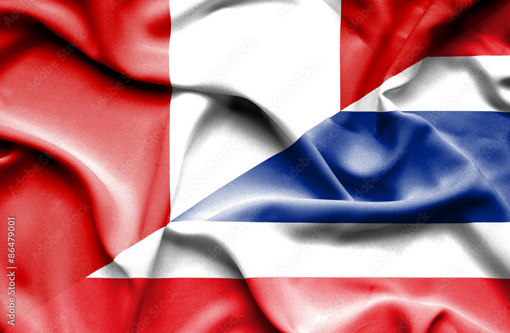 Waving flag of Thailand and Peru Waving flag of Thailand and Peru