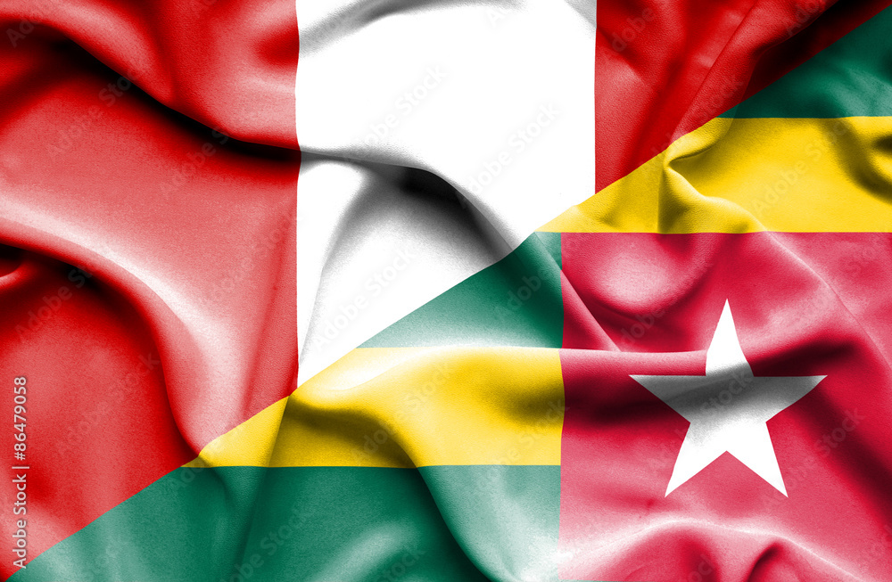 Waving flag of Togo and Peru Waving flag of Togo and Peru