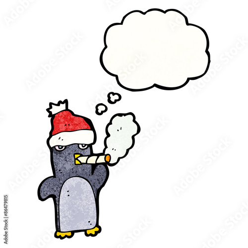 cartoon penguin smoking cigarette