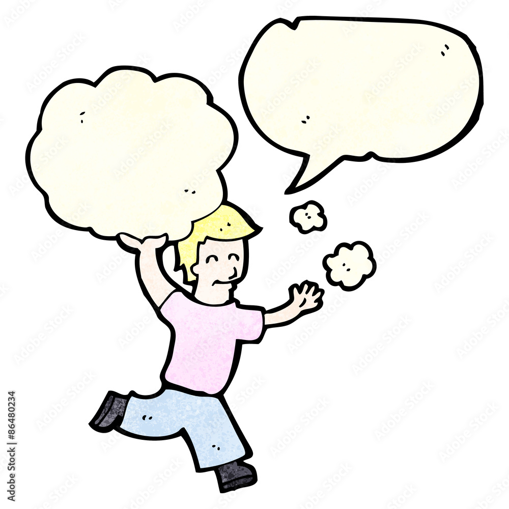man running with cloud cartoon man running with cloud cartoon
