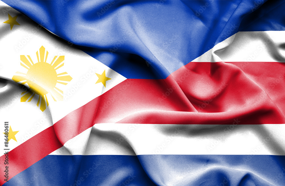 Waving flag of Costa Rica and Philippines Waving flag of Costa Rica and Philippines