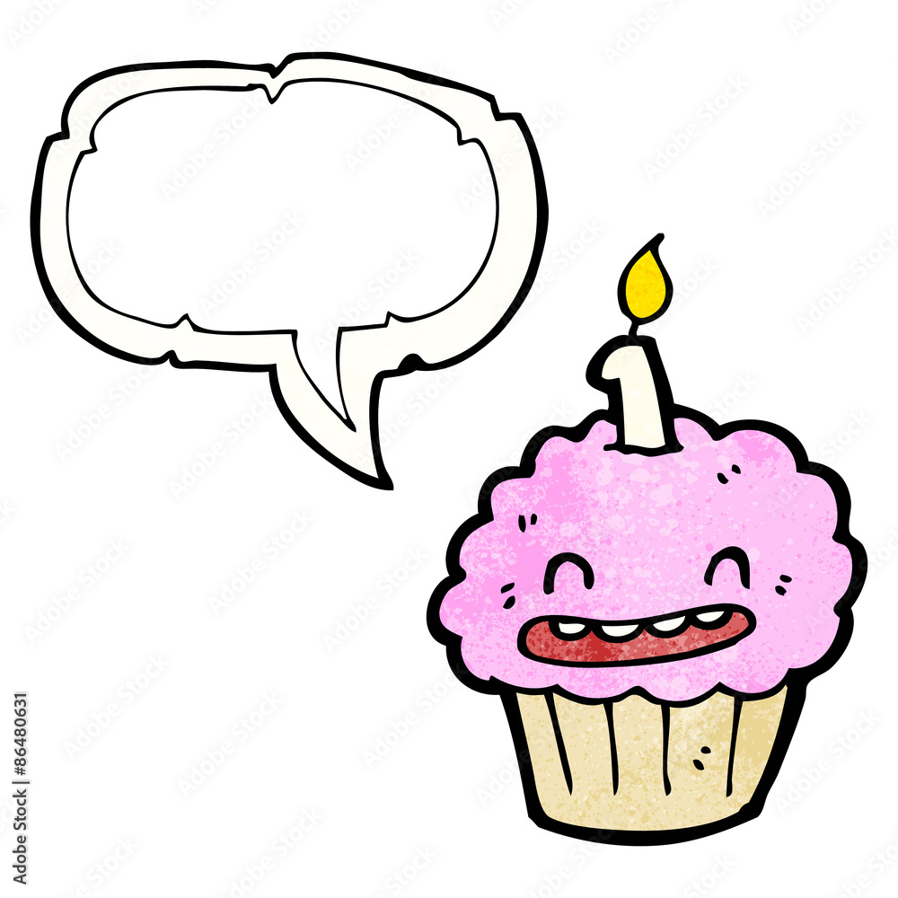 cartoon cupcake with speech bubble cartoon cupcake with speech bubble