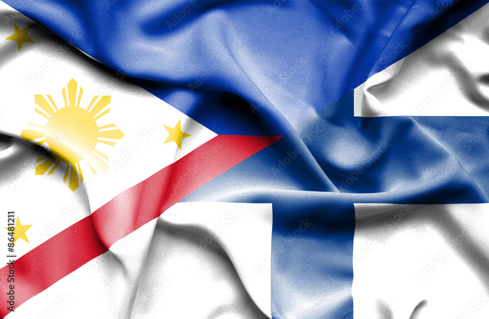 Waving flag of Finland and Philippines Waving flag of Finland and Philippines