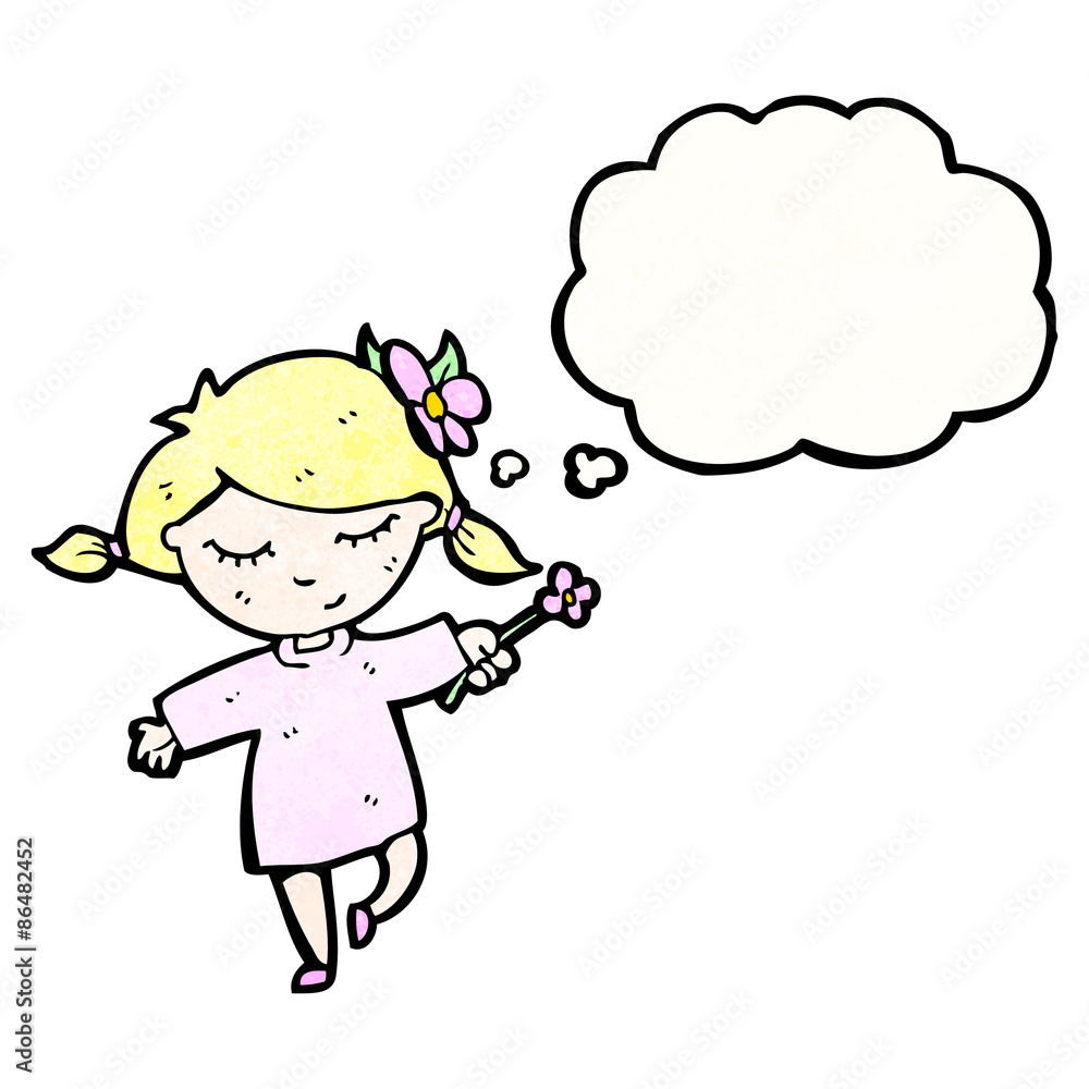 cartoon girl with flower cartoon girl with flower