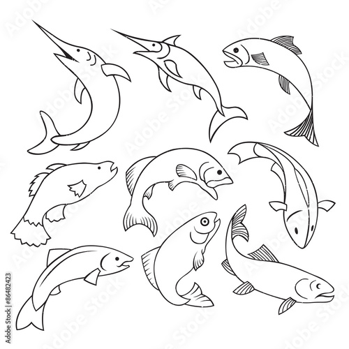 Fish Label Stamp Outline