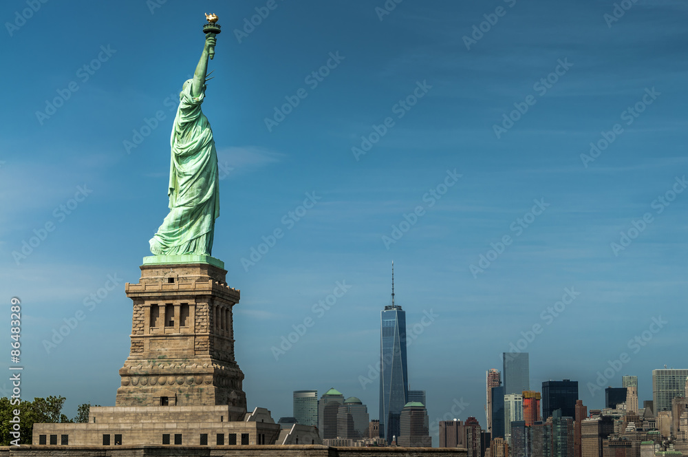 Statue of Liberty and lower Manhattan from an authentic and unaltered angle Statue of Liberty and lower Manhattan from an authentic and unaltered angle