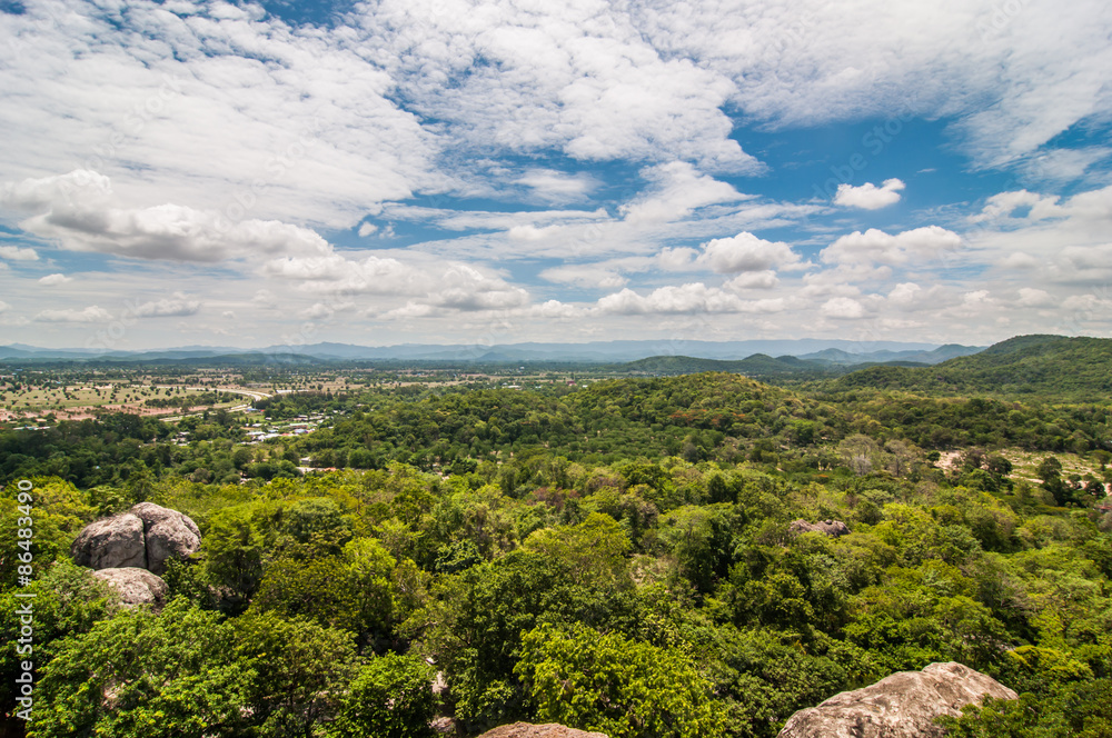 Naklejka premium Landscape view on mountain with sky