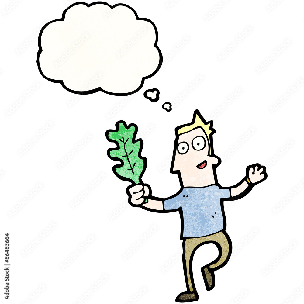 cartoon man with leaf dancing cartoon man with leaf dancing