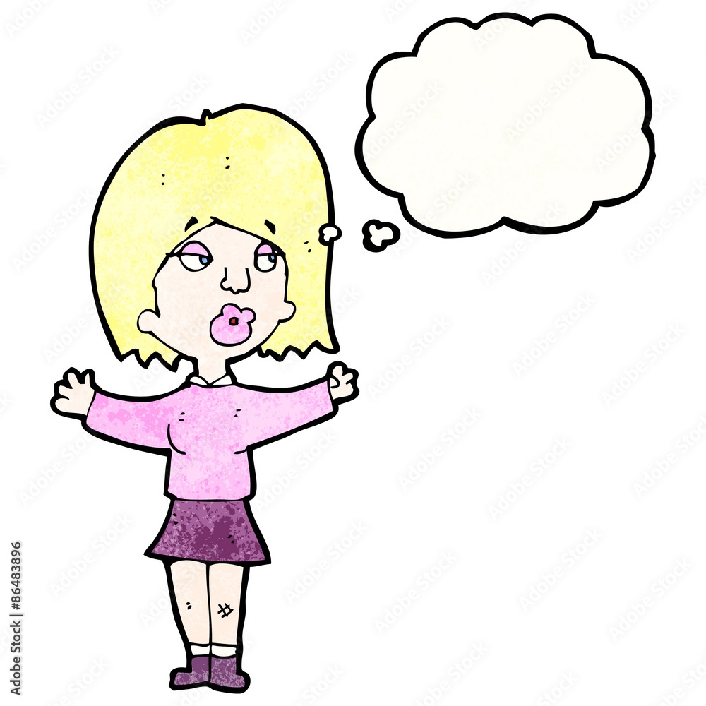 woman with thought bubble woman with thought bubble