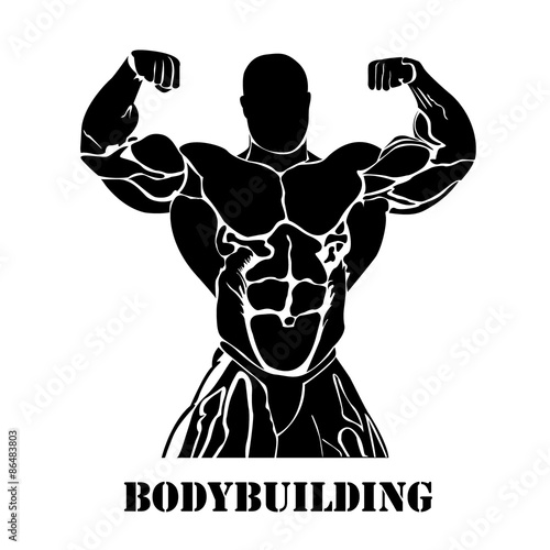 Bodybuilding, power lifting, icon, black vector, flat