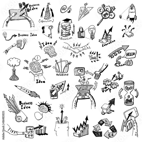 Business Idea concept doodles icons set sketch