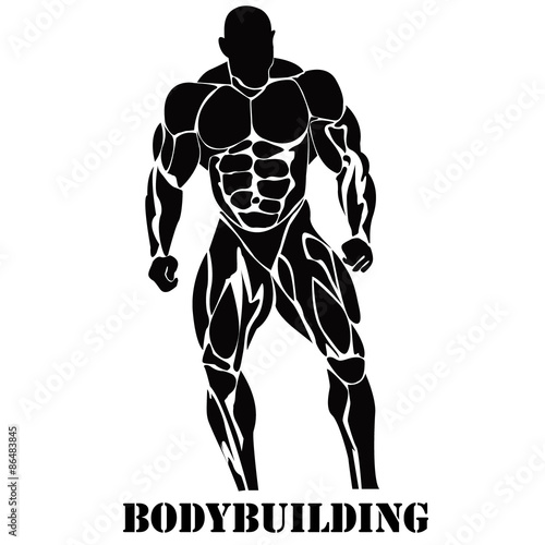 Bodybuilding, power lifting, icon, black vector, flat