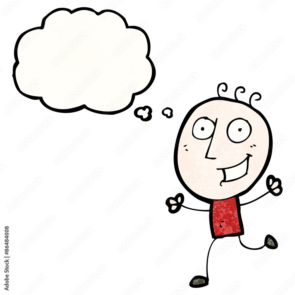 excited doodle man with thought bubble excited doodle man with thought bubble