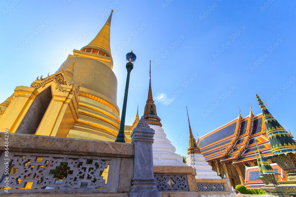 Naklejka premium Wat Phra Kaew, Temple of the Emerald Buddha, Bangkok, Thailand