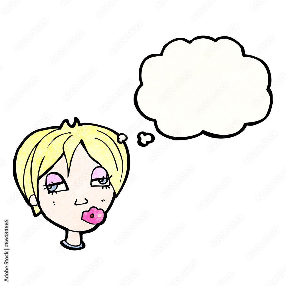 cartoon blond woman with thought bubble cartoon blond woman with thought bubble