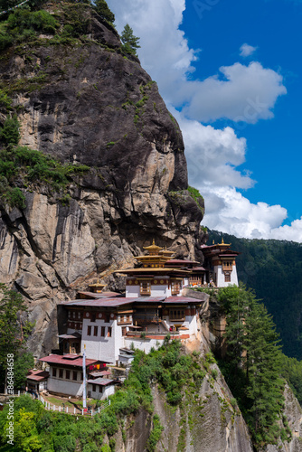 Tiger's nest monastery or Taktsang Monastery is a Buddhist temple complex which clings to a cliff, 3120 meters above the sea level on the side of the upper Paro valley, Bhutan.