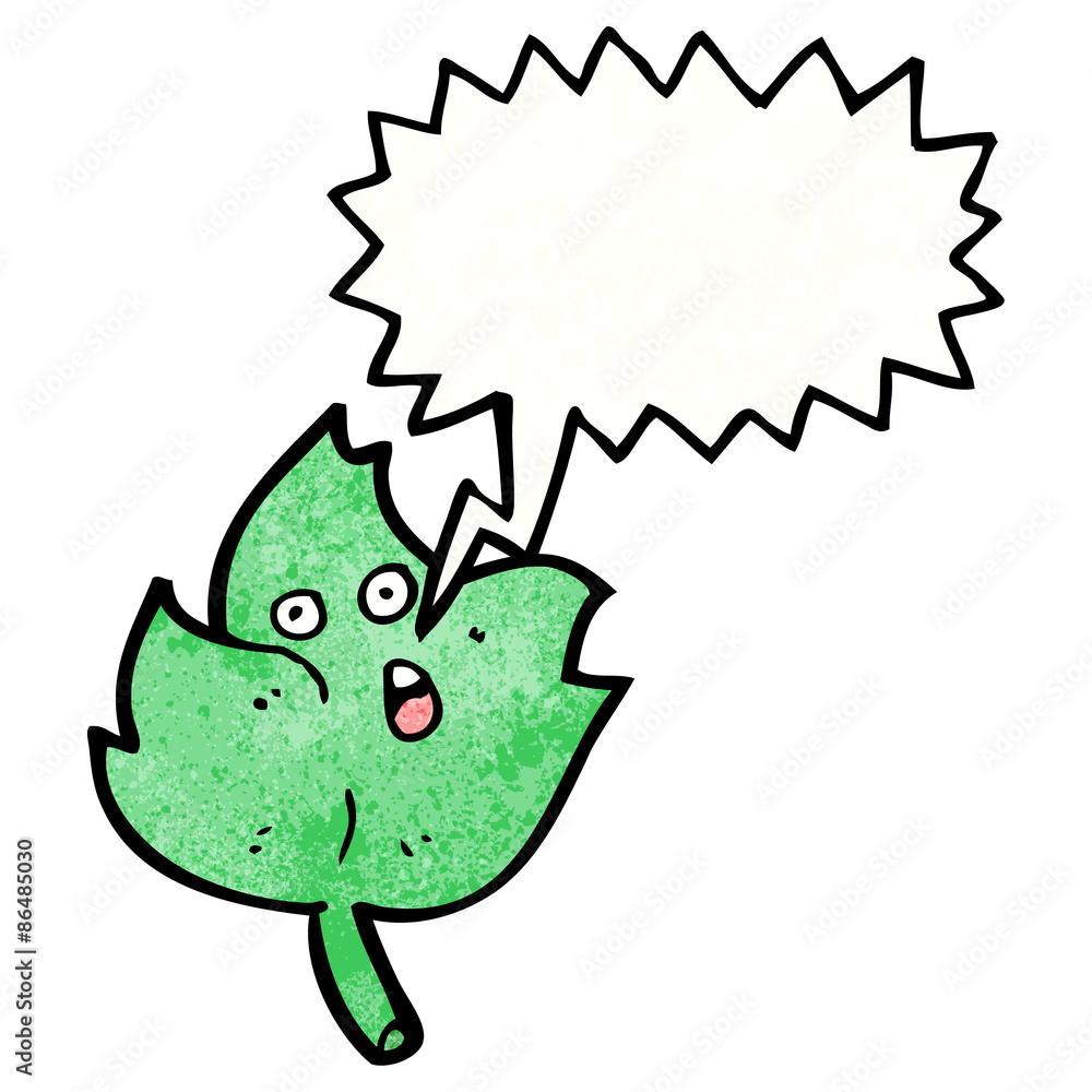 Fototapeta premium cartoon leaf with speech bubble