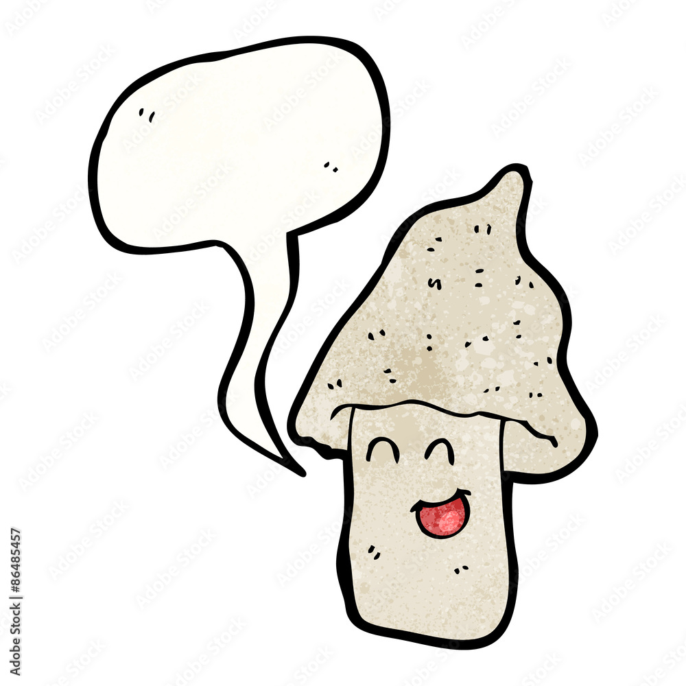 cartoon happy mushroom with speech bubble cartoon happy mushroom with speech bubble