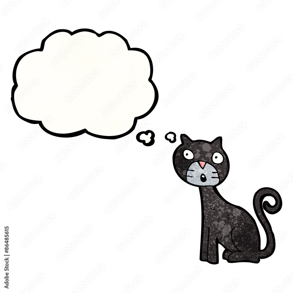 cartoon black cat with thought bubble cartoon black cat with thought bubble